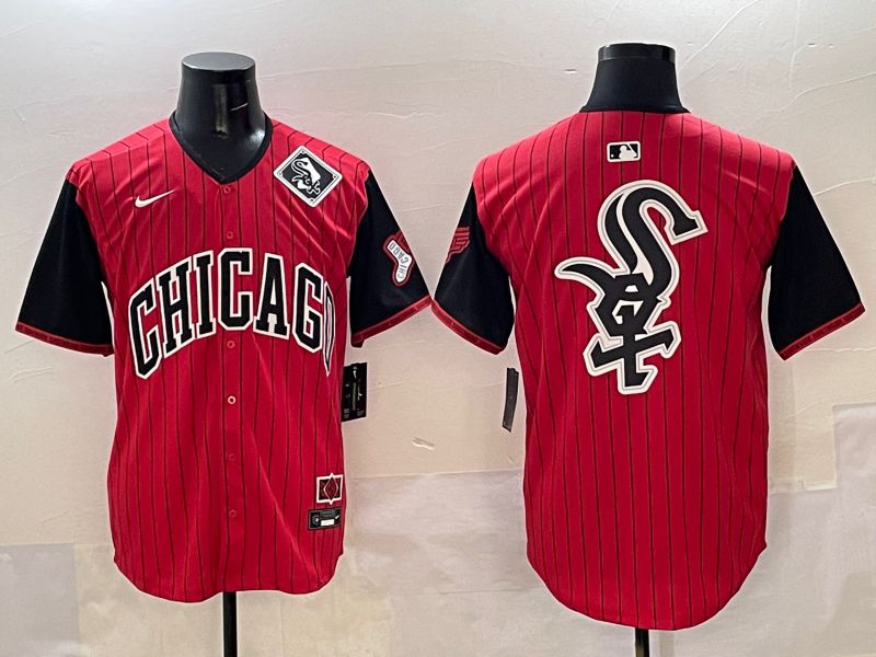 Men Chicago White Sox Blank Red Stripe Joint Name 2025 Nike MLB Jersey style 15->chicago white sox->MLB Jersey